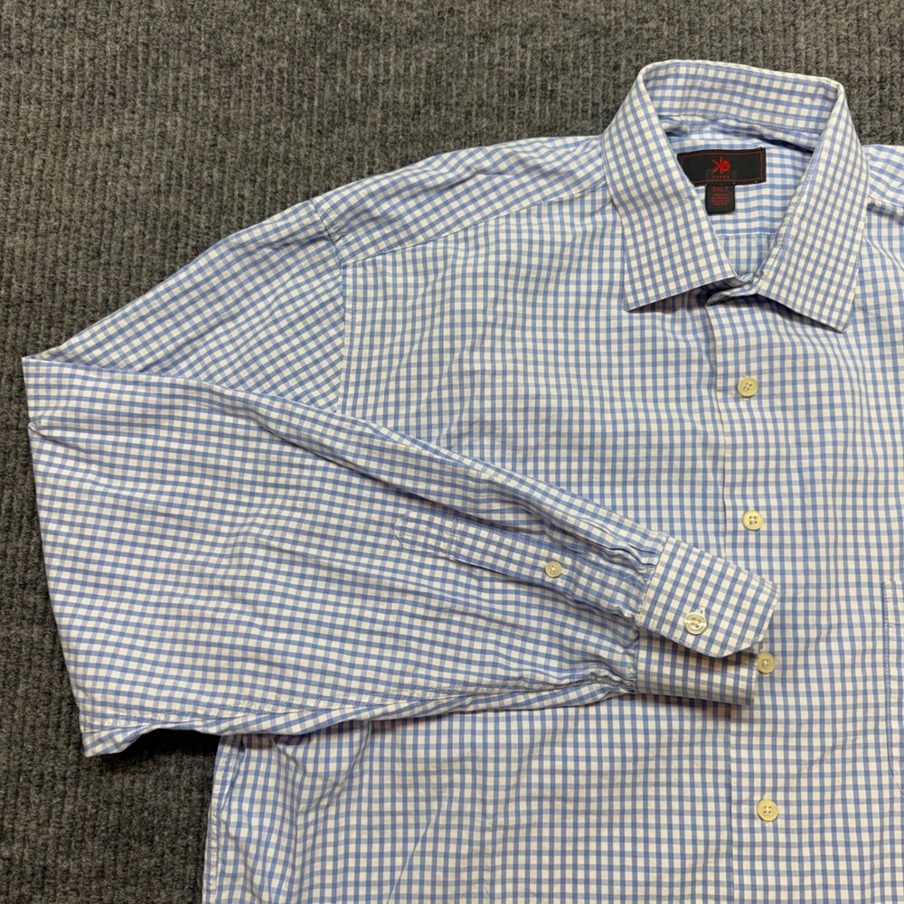 Egara Blue White Gingham Dress Shirt Mens 3XLT Cotton Button Down Casual Classic
